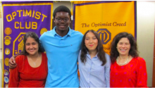 Brittany Guzman, Demetrius Williams, Nicole DeLuna and Optimist member Valerie Ayala Barron