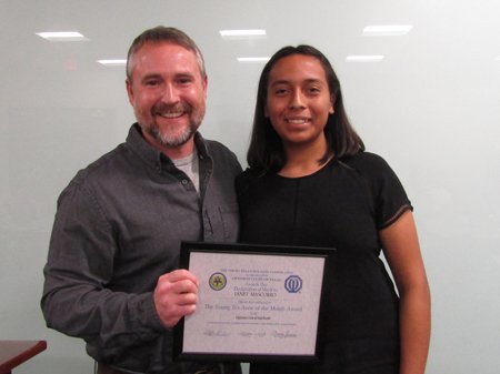 Liaison Jake Barron with Janet Mascorro from Northside HS.